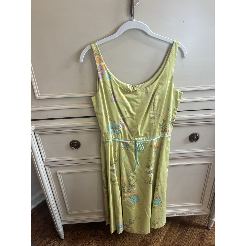 Sigrid Olson Sport Vintage Green Floral A-Line Midi Dress NWT 8 Fairy Y2K Cotton
